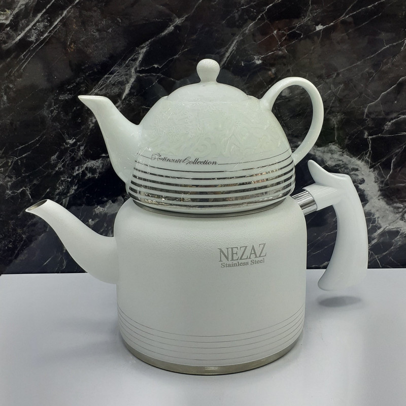 ست کتری و قوری نزاز مدل لوله دار طرح رنگی
