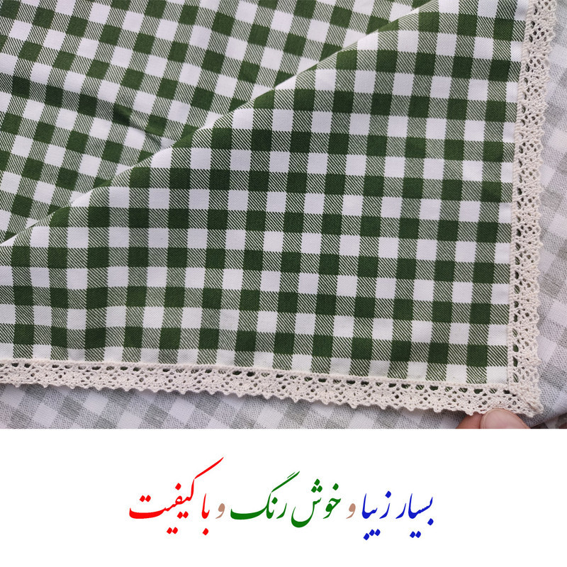سفره 4 نفره نساجی دُر هنر یزد مدل cotton-sbz سایز 90×90 سانتی متر