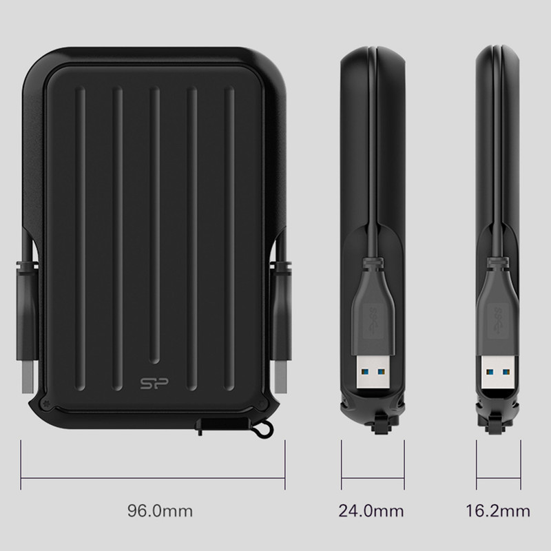 هارد اکسترنال سیلیکون پاور مدل Armor A66 ظرفیت یک ترابایت دارای رابط USB Type-A 3.2