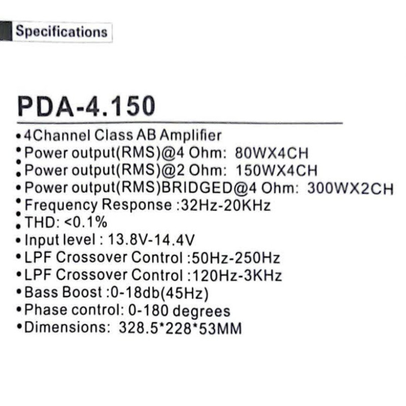 آمپلی فایر خودرو 4 کانال پاور دیاموند مدل VENOM-4.150 4*80W RMS