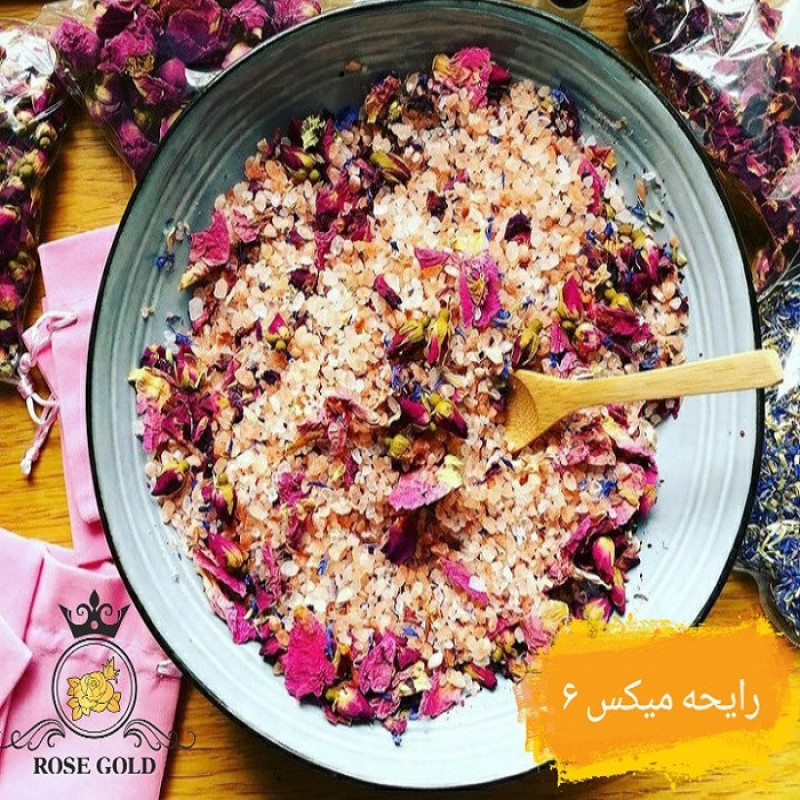 نمک حمام رز گلد مدل اسطوخودوس و گل رز وزن 1000 گرم