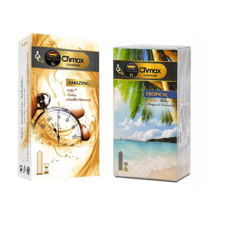 کاندوم کلایمکس مدل AMAZING بسته 12 عددی به همراه کاندوم کاندوم کلایمکس مدل Tropical بسته 12 عددی
