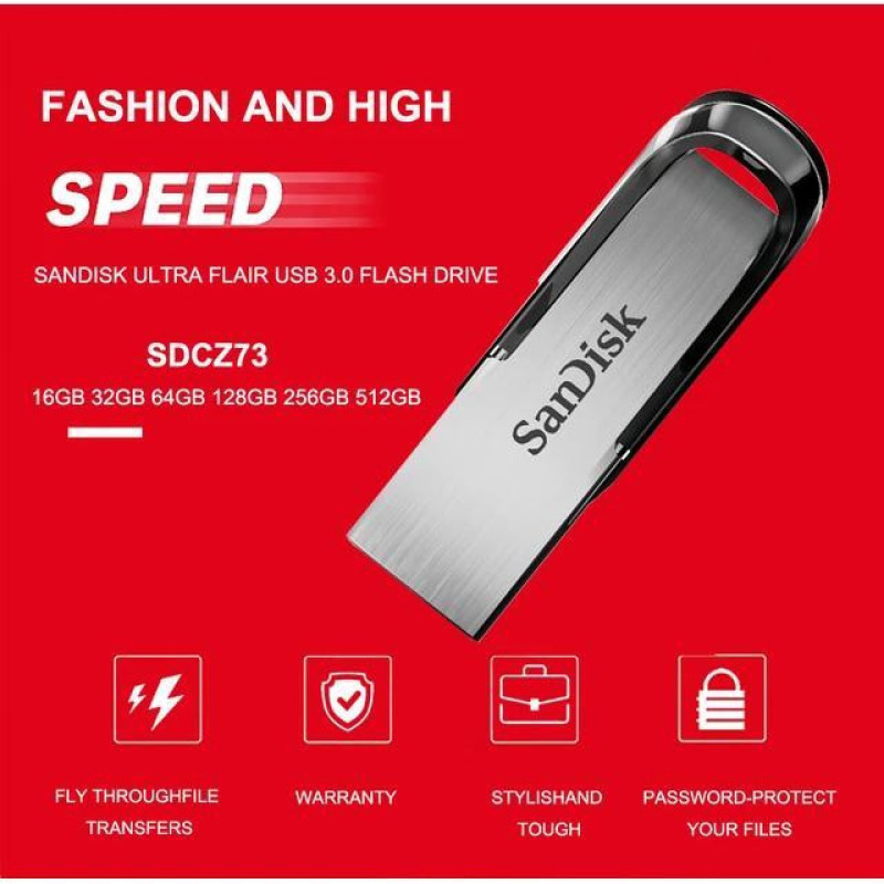 فلش مموری سن دیسک مدل Ultra Flair CZ73 ظرفیت 32 گیگابایت بسته 6 عددی