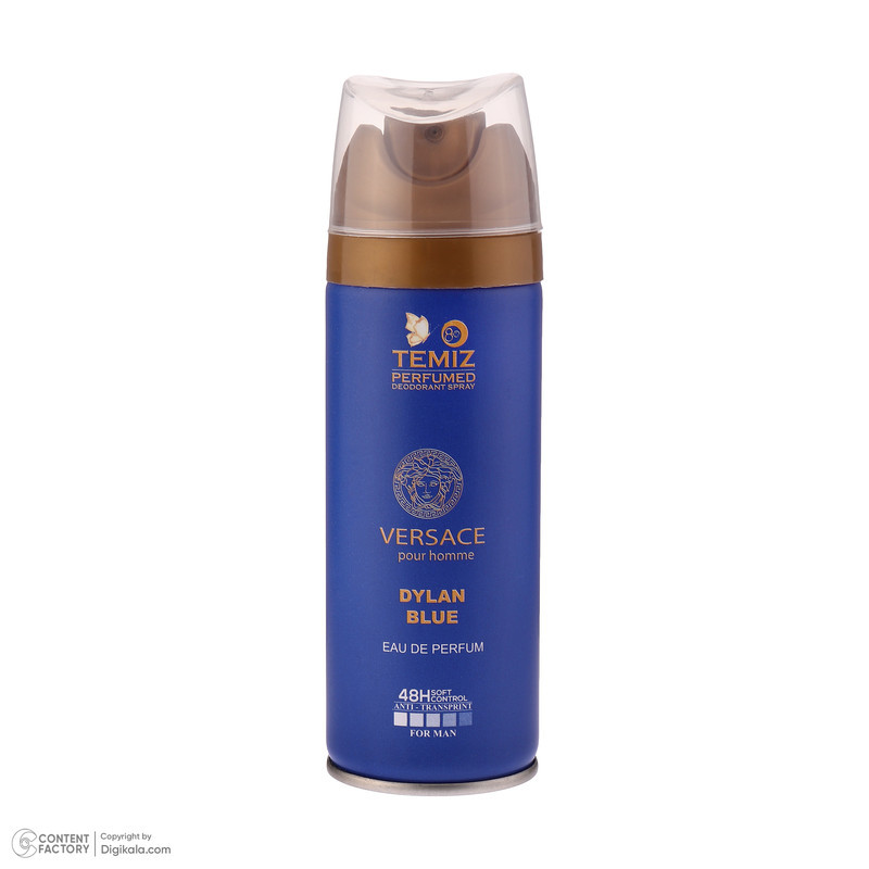 اسپری دئودورانت مردانه تمیز مدل Versace dylan blue حجم 200 میلی‌لیتر