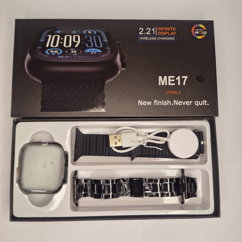 ساعت هوشمند 2.21 اینچی مدل me17 ultra3 با بند سیلیکونی و استیل