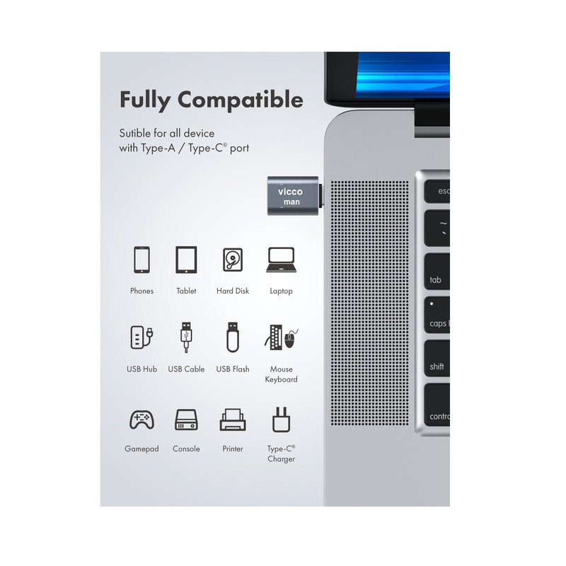 مبدل OTG تبدیل USB به USB-C ویکومن مدل VC7