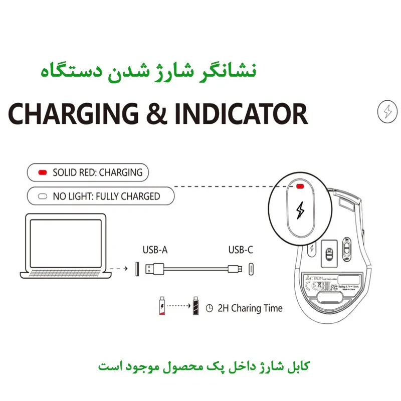 ماوس دوگانه بی‌ سیم و باسیم ای فورتک مدل FSTYLER_FG_35_C_PLUS