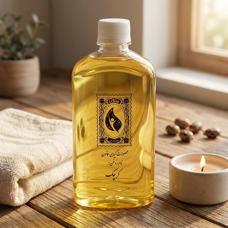 روغن بدن طبیعی کرچک گیاه قانون مدل کرچک حجم 500 میلی‌لیتر با روش پرس سرد برای نرمی پوست، تقویت مژه و ابرو و کاربرد آرایشی و بهداشتی