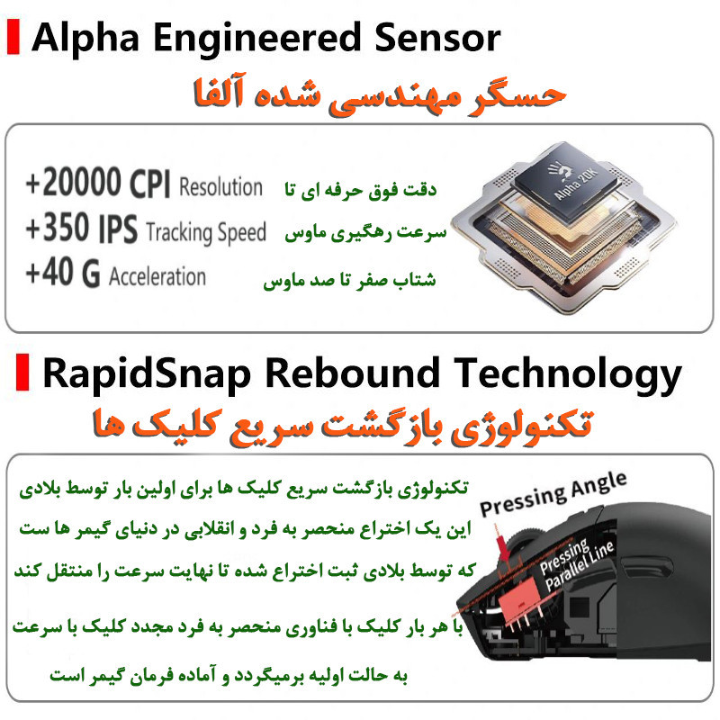 ماوس گیمینگ دوگانه بی‌سیم و باسیم ای فورتک مدل R72_ULTRA
