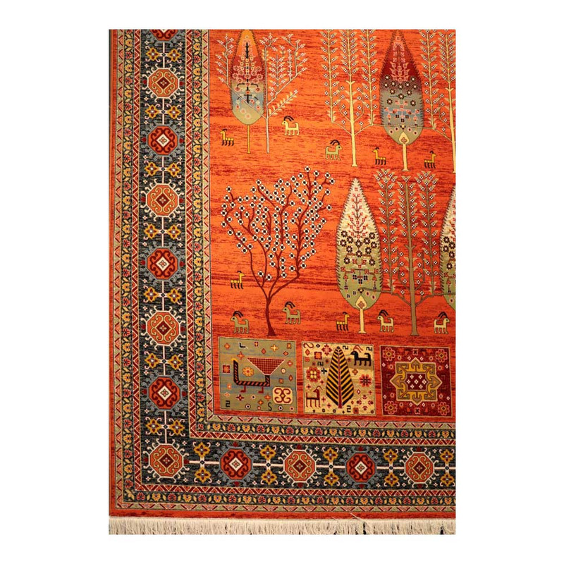 فرش ماشینی 700 شانه زمینه مسی حاشیه مسی مدل شاهکار نوین کد YN-N184-2549