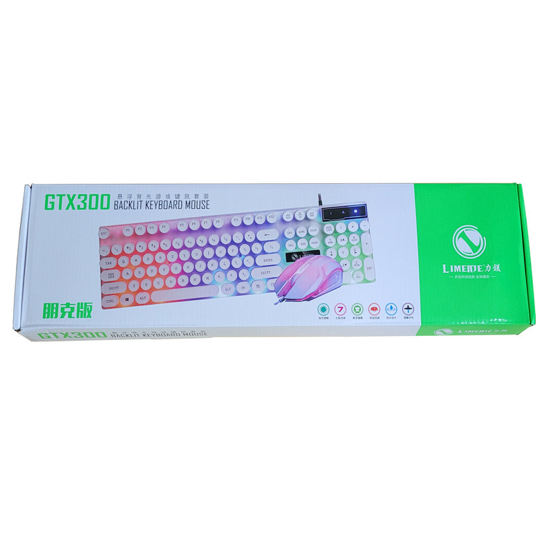 کیبورد و ماوس گیمینگ لایمید مدل GTX300NEW RGB سوئیچ ممبران، Full-Size، نور پردازی LED RGB