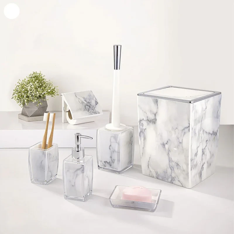 ست سرویس بهداشتی لیمون مدل ماربل کد TP352 مجموعه 6 پارچه