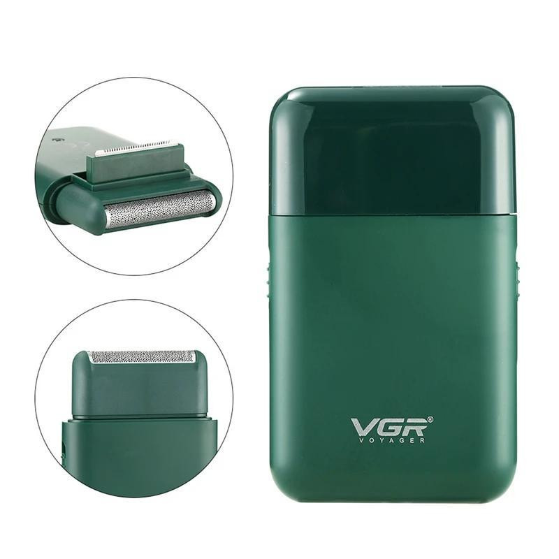 ماشین اصلاح موی صورت وی جی آر مدل V-390 با تیغه استیل ضد زنگ، تکنولوژی شیو فویلی، باتری قابل شارژ با 45 دقیقه زمان استفاده و طراحی ارگونومیک