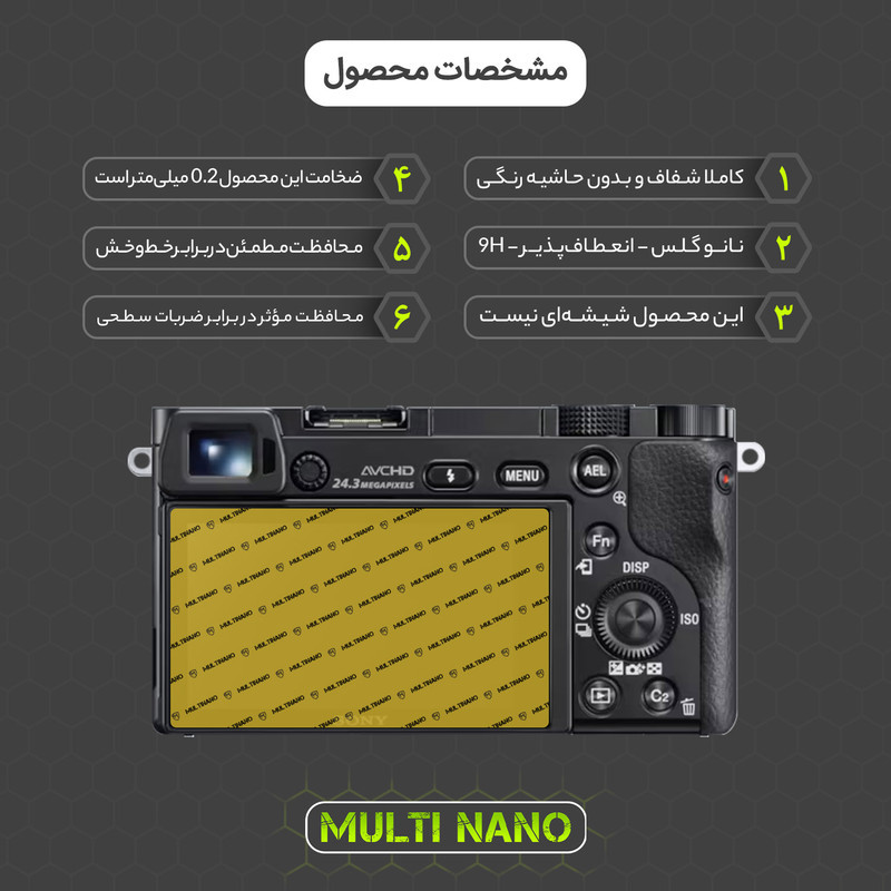 محافظ صفحه نمایش دوربین شفاف مولتی نانو مدل X-S1N مناسب برای دوربین عکاسی سونی A6500 | 6400 | 6300 | a6000