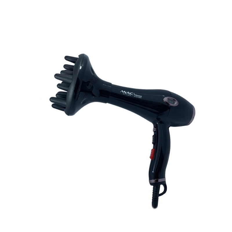 سشوار حرفه‌ای 2500 وات مک استایلر مدل MC-6685A، موتور AC، وزن 800 گرم، المنت سرامیک، دارای سری دیسپانسر، متمرکز‌کننده باریک، متمرکز‌کننده پهن با ویژگی صاف‌کنندگی، حجم‌دهندگی، با قابلیت باد سرد، فناوری تولید یون