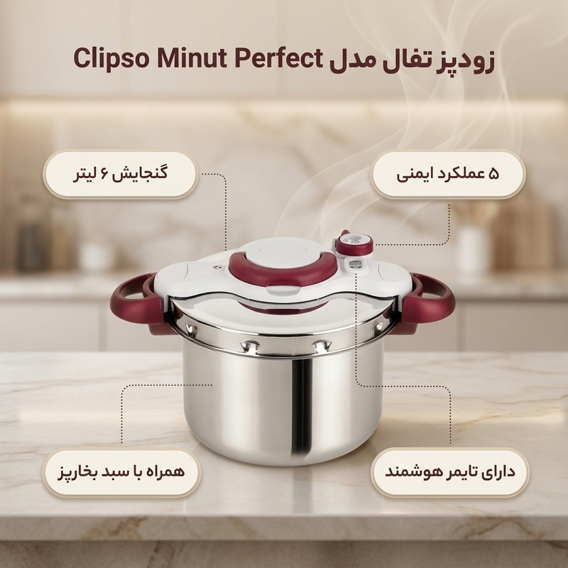 زودپز تفال مدل Clipso Minut Perfect گنجایش 6 لیتر