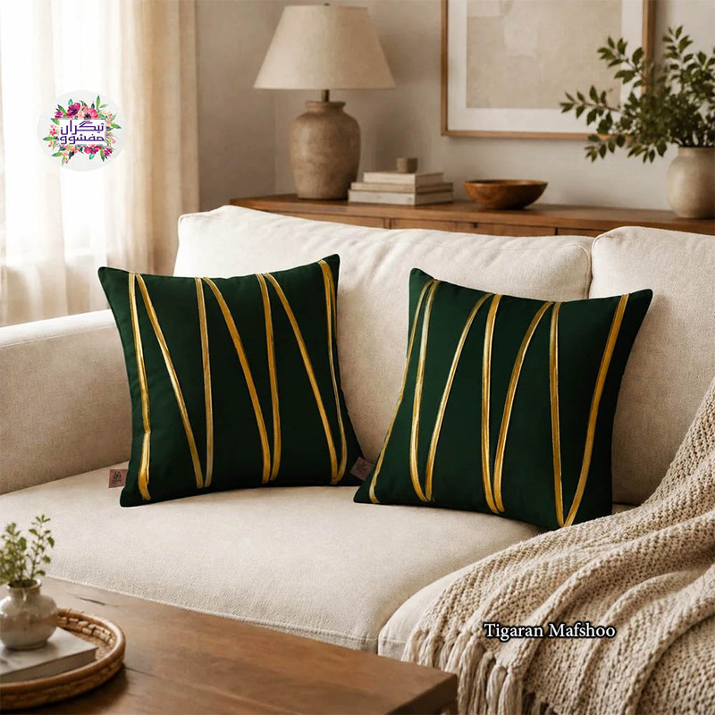 کوسن تیگران مفشوو مدل افرا کد AfraGold1 سایز 38*38 سانتی متر مجموعه 2 عددی