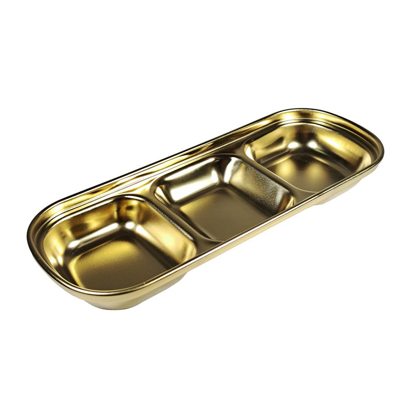 اردوخوری 3 خانه طرح GS-3 استیل 304، مناسب سرو خوراکی‌ها، تنقلات و سس‌ها، قابل شستشو در ماشین ظرفشویی