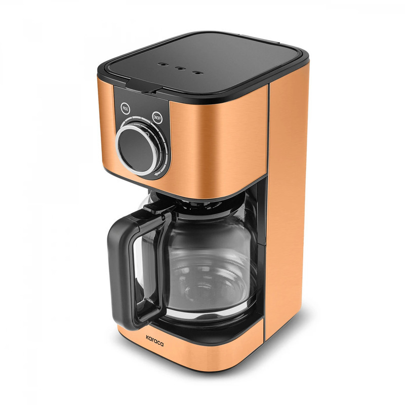 قهوه‌ساز کاراجا مدل INOX XL 2303، ظرفیت دم‌آوری بیشتر از ده فنجان با فیلتر استیل ضد زنگ، دارای صفحه گرم نگهدارنده قهوه و تعیین غلظت قهوه