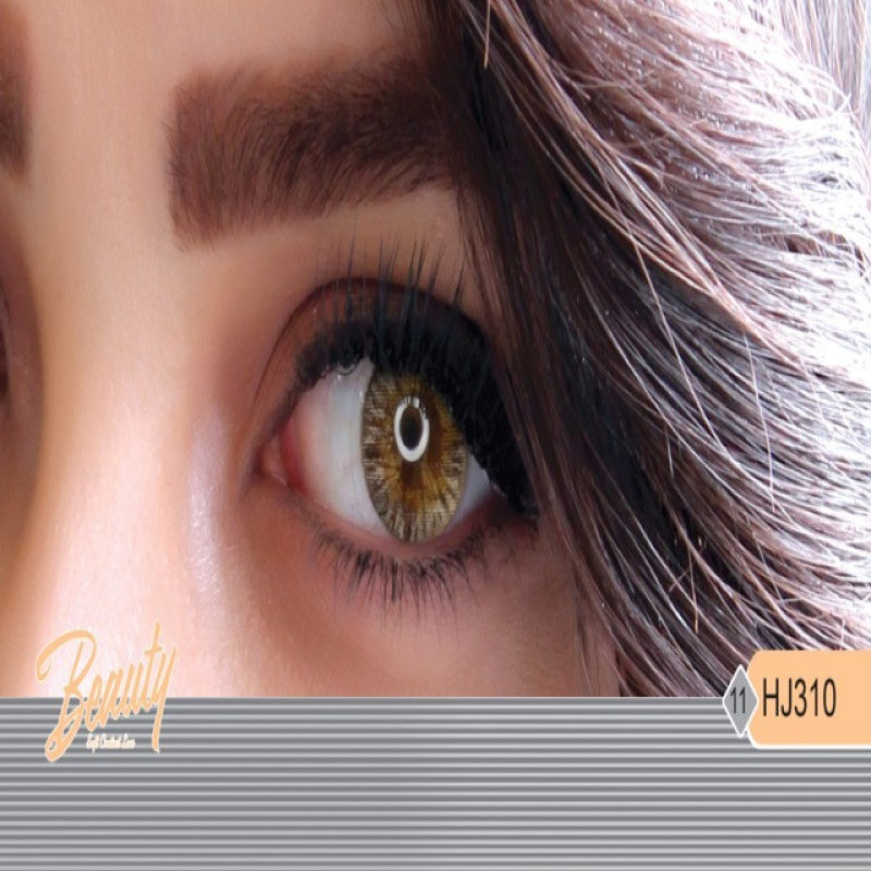لنز چشم بیوتی شماره 11 مدل HJ310 رنگ طوسی عسلی روشن رگه دار