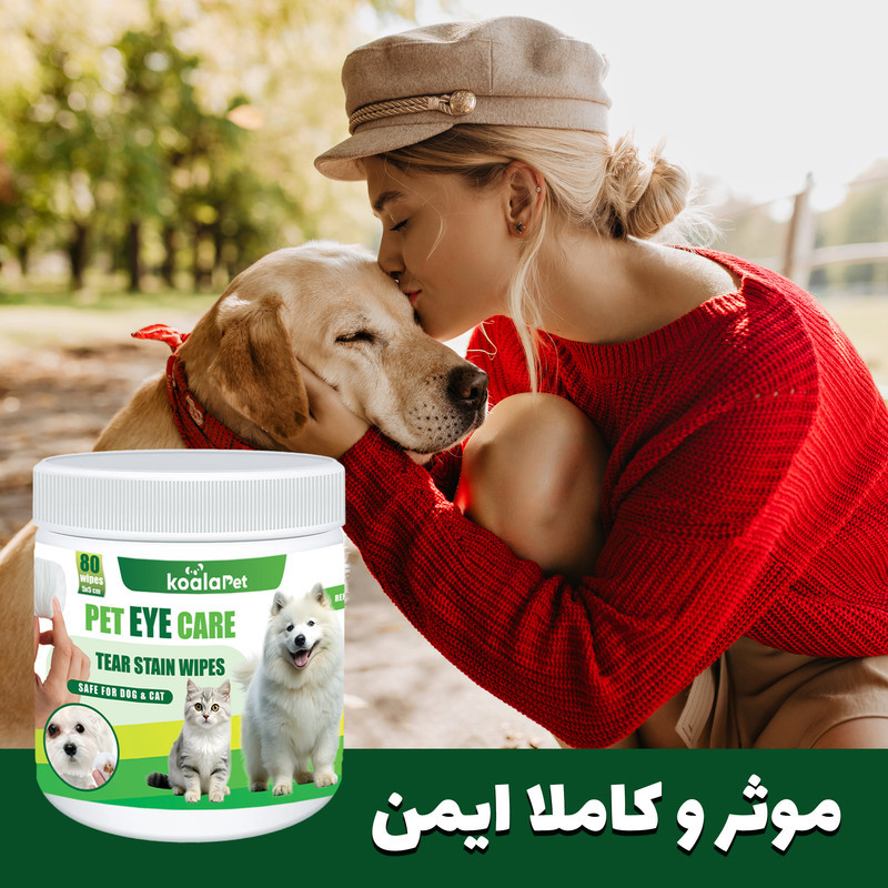 دستمال مرطوب سگ و گربه مخصوص گوش و اطراف چشم کوالاپت مدل  Wipes03 بسته دو عددی