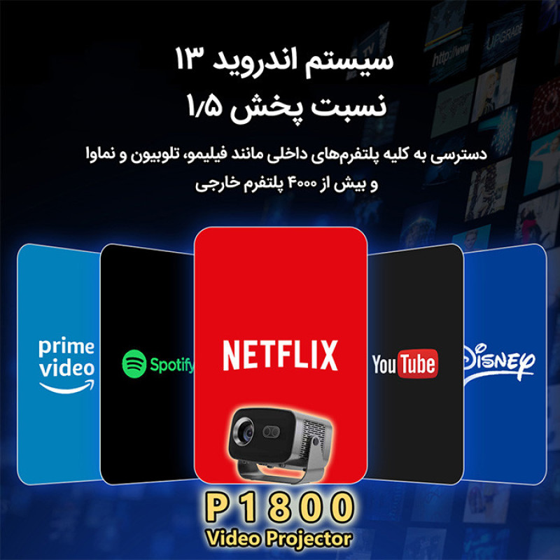 ویدئو پروژکتور مدل P1800 با رزولوشن Full HD