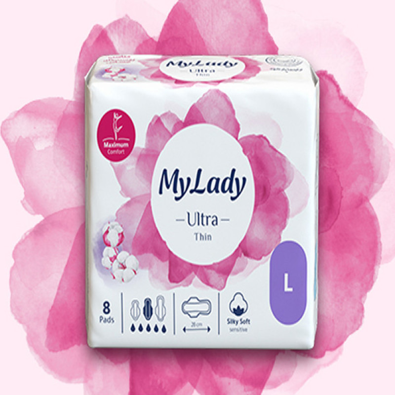 نوار بهداشتی بالدار نازک مای لیدی مدل Silky Soft سایز بزرگ شش بسته 8 عددی