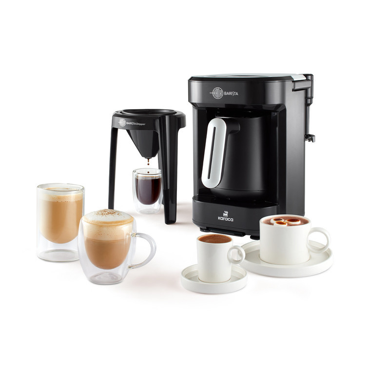 قهوه‌ساز کاراجا مدل Barista Türk، ظرفیت دم‌آوری پنج فنجان با فیلتر الیافی، دارای کف ساز شیر