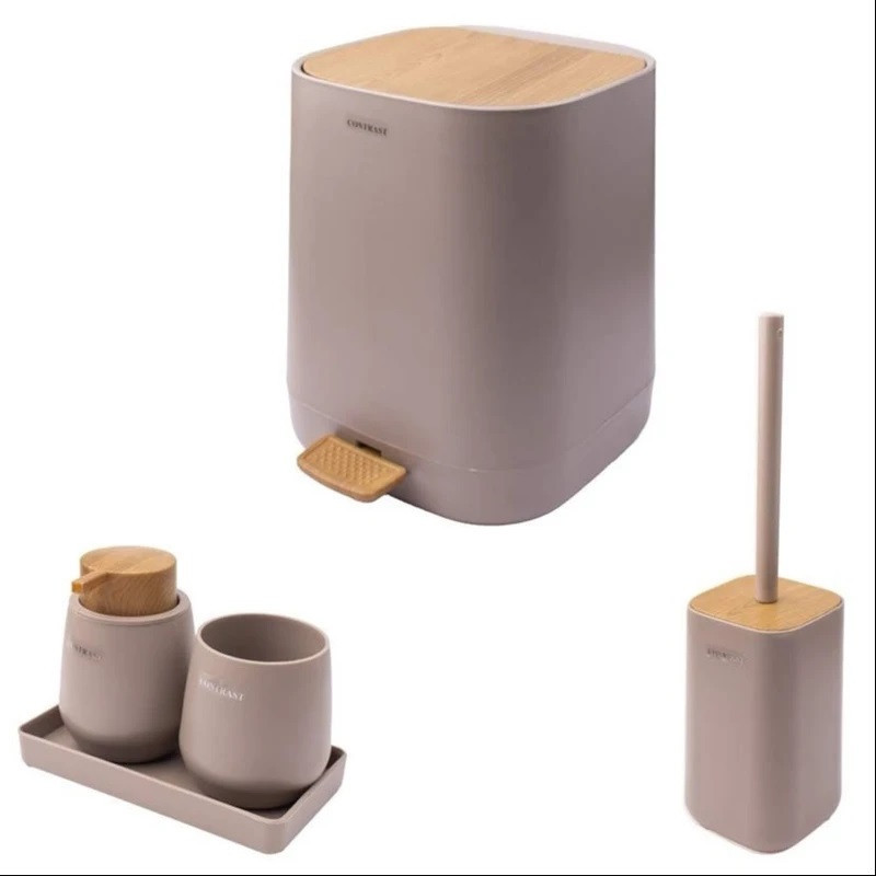 ست سرویس بهداشتی 5 پارچه کنتراست مدل میامی طرح چوب کد TP64144
