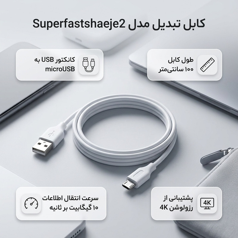 کابل تبدیل USB به microUSB خنجی مدل Superfastshaeje2 طول 1 متر