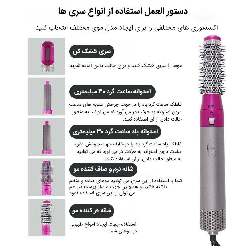 سشوار برس‌دار حالت‌دهنده مدل TP-5+1