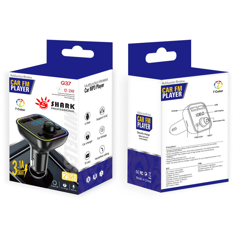 پخش کننده اف ام خودرو شارک مدل FM BLUETOOTH G37