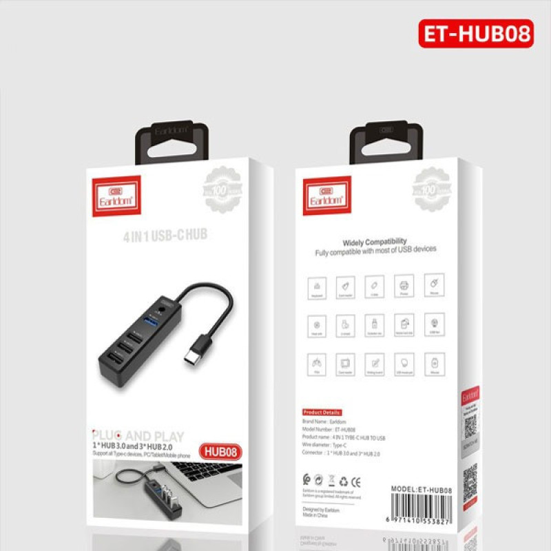 هاب 4 پورت USB ارلدام مدل ET-HUB08