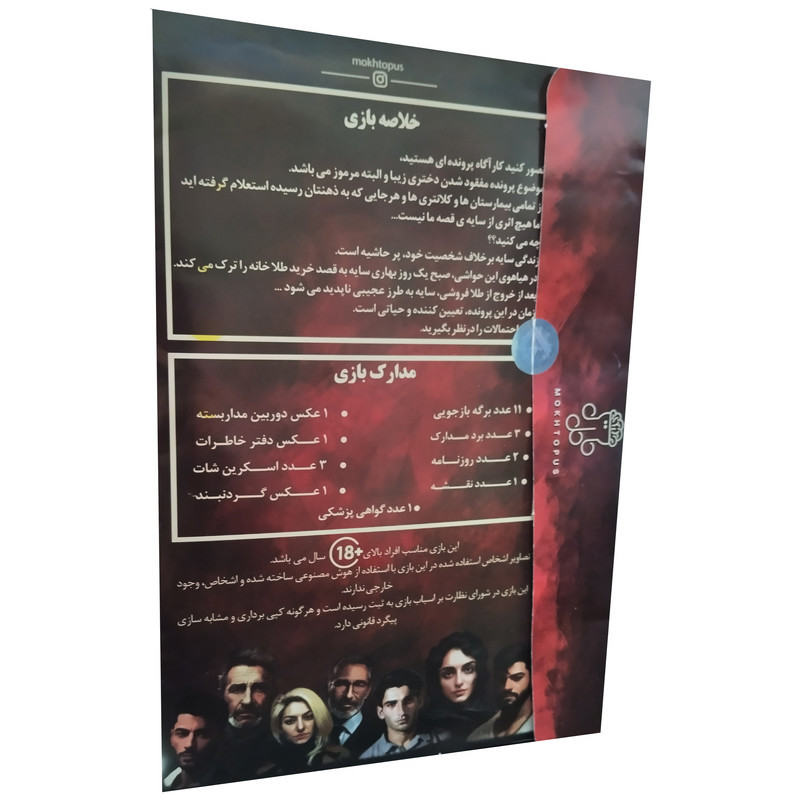 بازی فکری معمایی مدل پرونده جنایی شخص گمشده مناسب 18 سال به بالا، 1 تا 6 بازیکن، درجه سختی سخت، حل معما، چالش ضریب هوشی، همکاری گروهی، تاکتیک حافظه‌ای و مدیریت منابع، مدت بازی بیش از یک ساعت