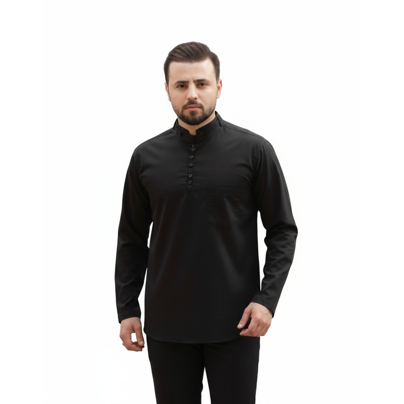 پیراهن آستین بلند یقه دیپلمات مردانه مدل S105