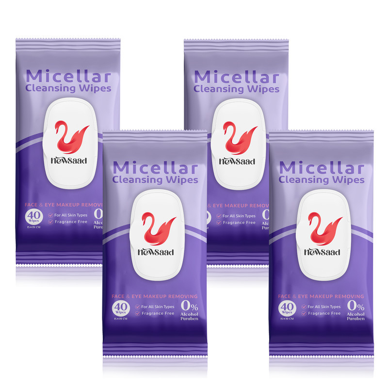 دستمال پاک کننده آرایش نیوساد مدل Micellat-W04 چهار بسته 40 عددی