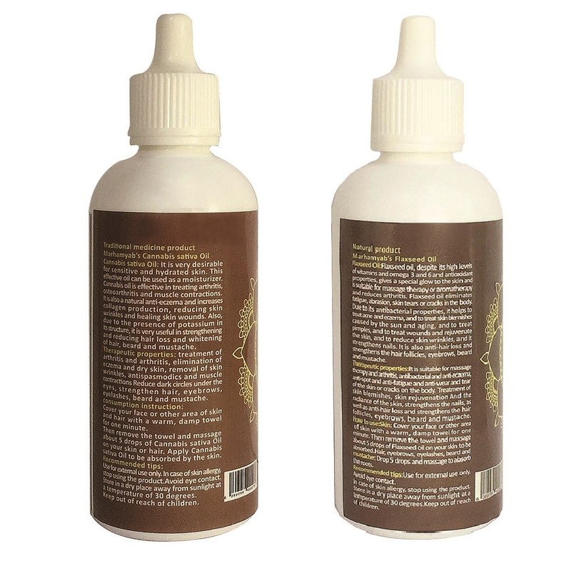 روغن تقویت کننده مو ، مژه و ابرو مرهم یاب مدل دانه کتان و شاهدانه حجم 80 میلی لیتر مجموعه 2 عددی