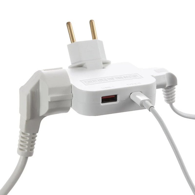 چندراهی برق مدل تاشو 4in1 W USB & type c