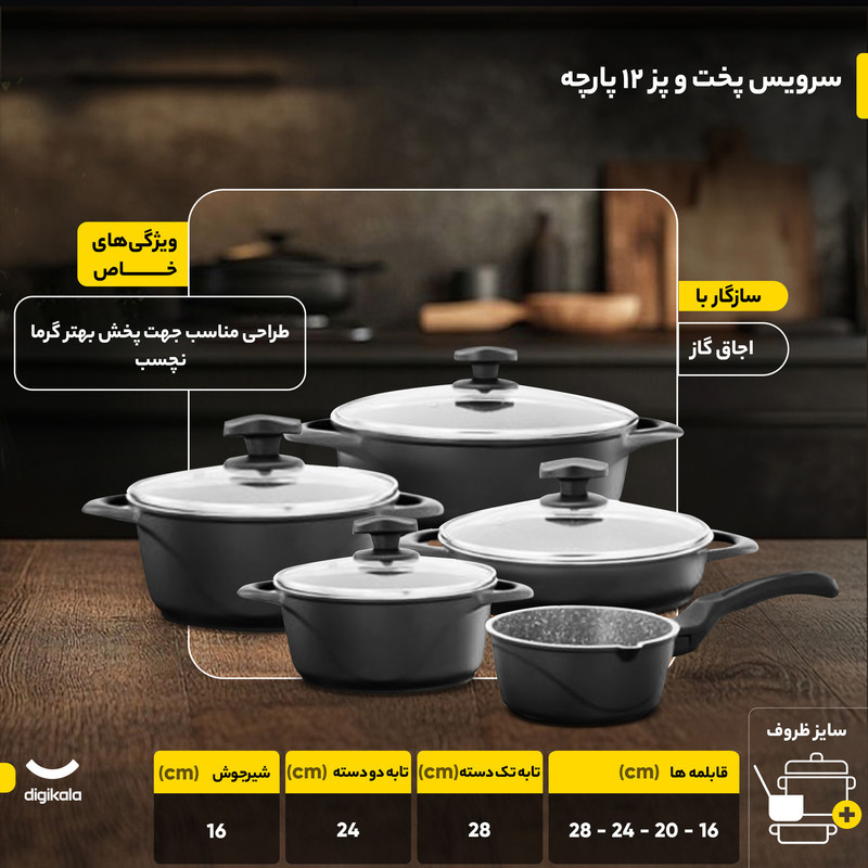 سرویس پخت و پز 12 پارچه عروس مدل ویکتوریا