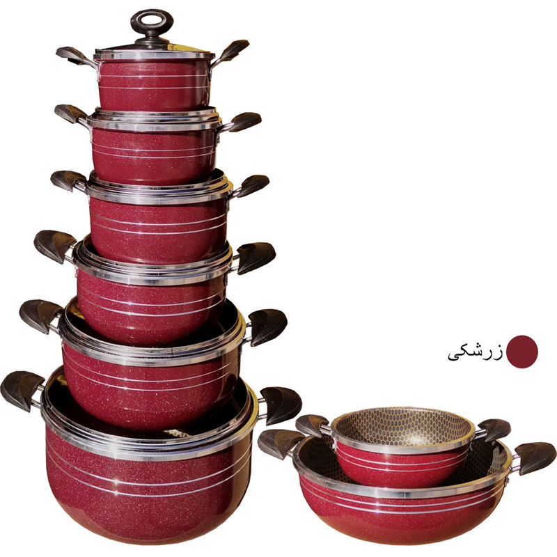 سرویس پخت و پز 14 پارچه هلنا طرح چدن مدل 55410