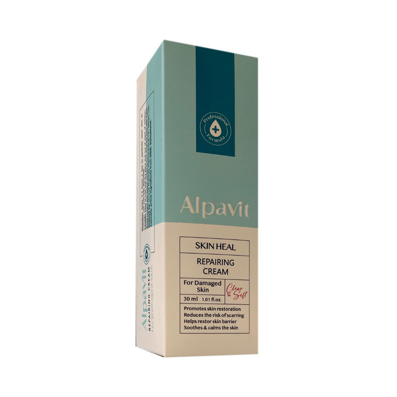 کرم ترمیم‌کننده پوست آلپاویت مدل skin heal مناسب برای پوست های آسیب دیده حجم 30 میلی‌لیتر
