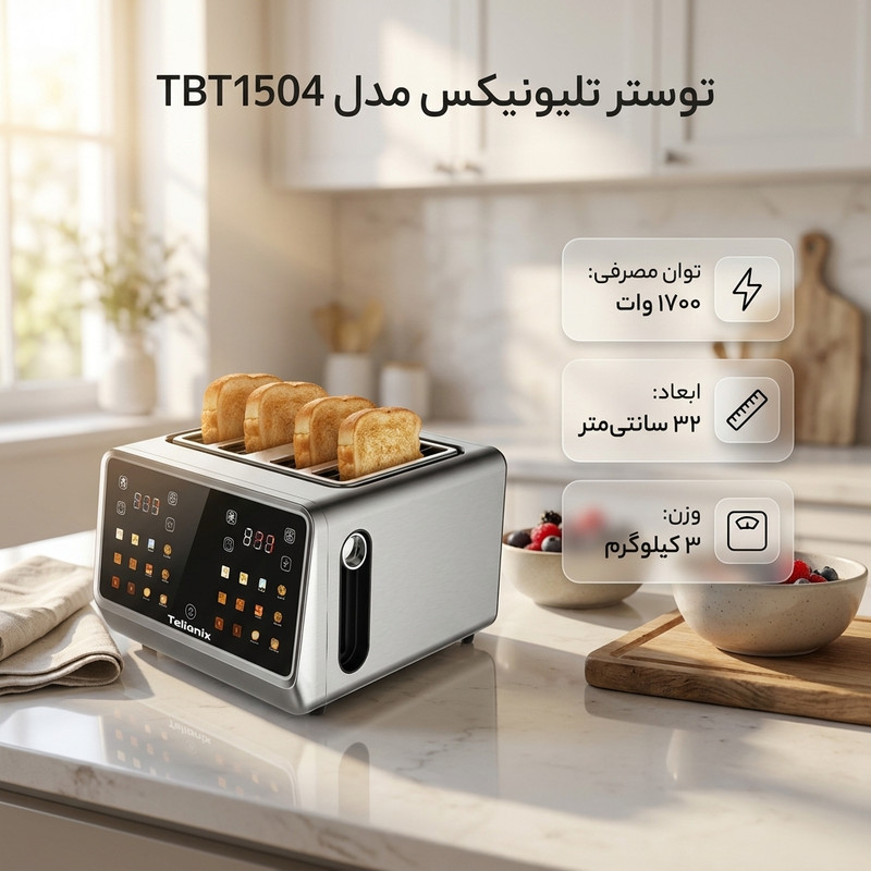 توستر ۴ اسلایس تلیونیکس مدل TBT1504