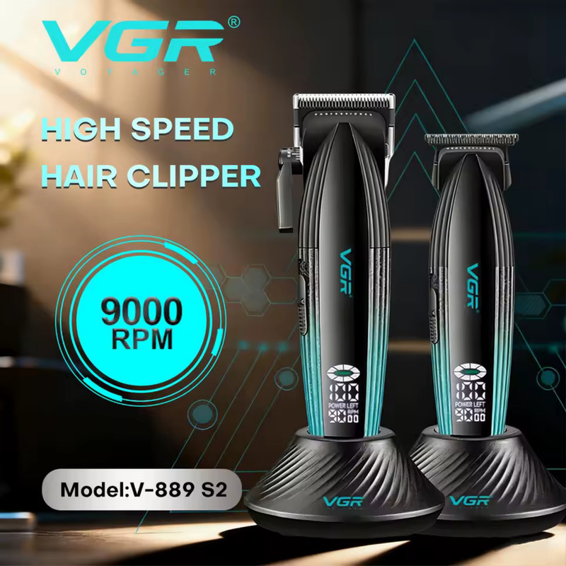 ماشین اصلاح موی سر و صورت شارژی وی جی ار مدل V-889 s2 مجموعه 2 عددی