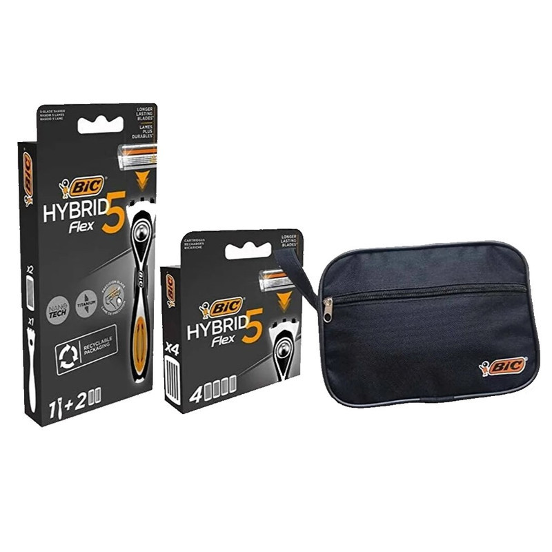 خود تراش بیک مدل HYBRID 5 FLEX به همراه تیغ یدک بسته 6 عددی
