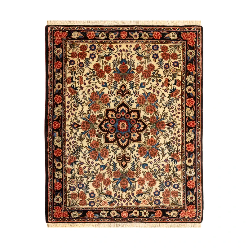 فرش دستبافت نیم متری طرح بیجار  کد 45P534 زمینه کرم