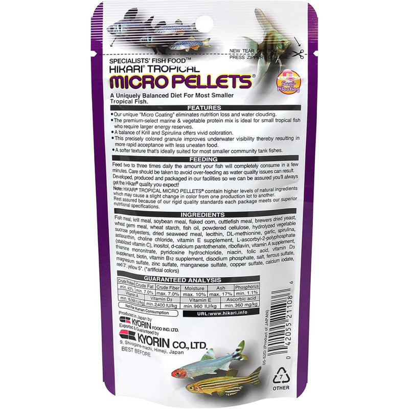 غذای ماهی آکواریوم هیکاری میکرو پلیت مدل  MICRO PELLETS وزن 45 گرم