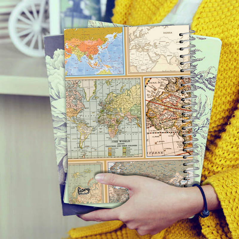 دفتر مشق 100 برگ مستر راد مدل نقشه جهان طرح world map کد fiory 2415