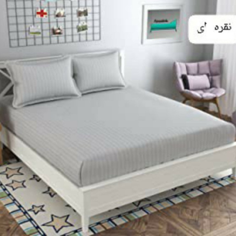 سرویس ملحفه مدل ni09090 طرح هتلی نیکیا کد 140 دو نفره سه تکه