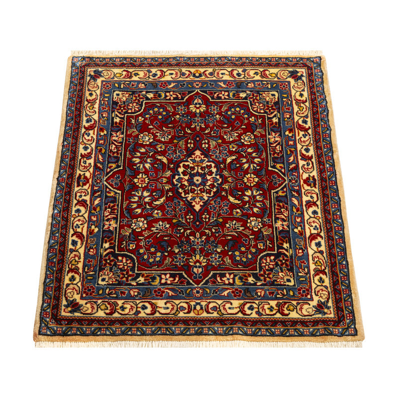 فرش دستبافت نیم متری طرح ساروق کد 45P580 زمینه لاکی