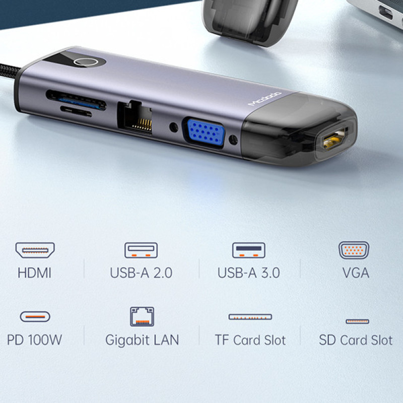 هاب 10 پورت USB-C مک دودو مدل HU-742